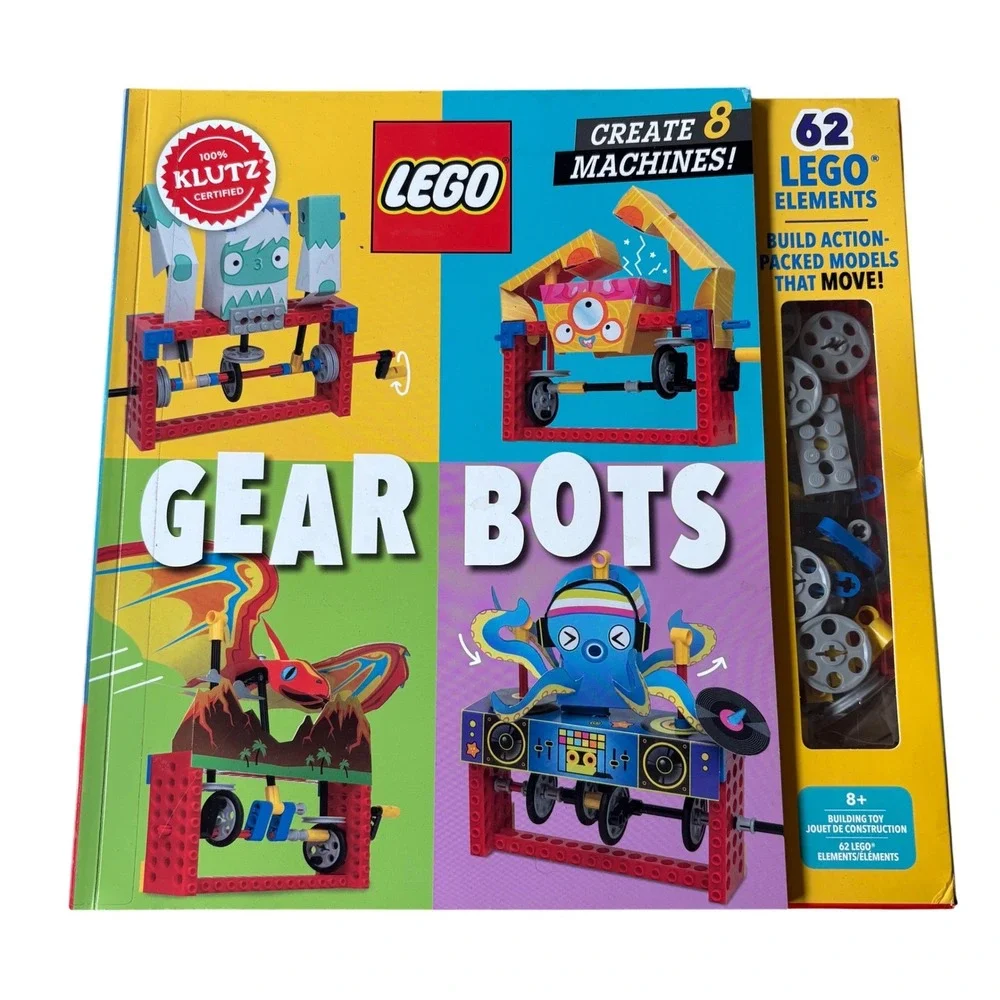 NIB LEGO Gear Bots Klutz STEM Building Kit Create 8 Machines 62 Elements‎ 2020
